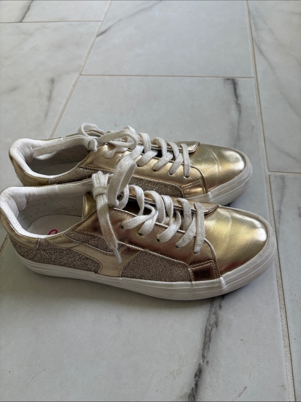 Sugar Gold Metallic Lace-Up Athletic Sneakers